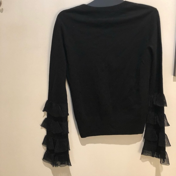Derek Lam 10 Crosby Black Ruffle Sleeve Sweater - Picture 4 of 8